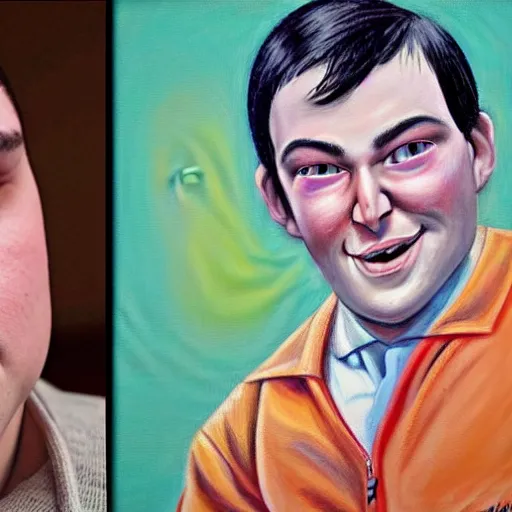 Prompt: beautiful lifelike painting of martin shkreli as a centaur, hyperreal detailed facial features and uv lighting, art by ed roth and basil wolverton