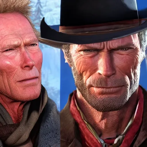 Prompt: arthur morgan and clint eastwood