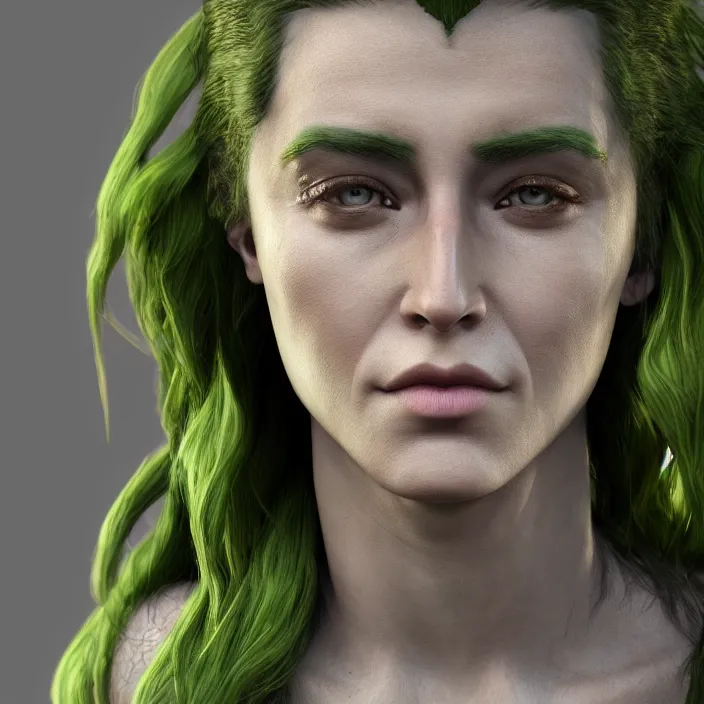 Image similar to female loki, au naturel, hyper detailed, digital art, trending in artstation, cinematic lighting, studio quality, smooth render, unreal engine 5 rendered, octane rendered