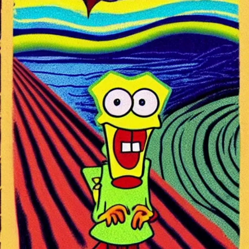 Image similar to sponge bob as the scream 1 8 9 5