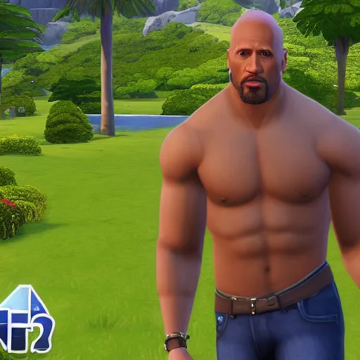 Dwayne Johnson as a Sim in the Sims 4