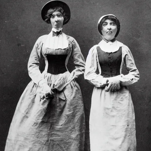 Image similar to victorian maids wearing uniforms made of plastic