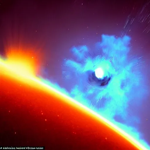 Image similar to YES! Roundabout starts playing as a blazing hot comet hits earth, Realistic, HDR, HDD, Real Event, Caught by James Webb Telescope,