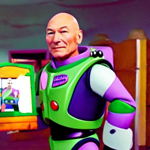 Image similar to patrick stewart as the real buzz lightyear