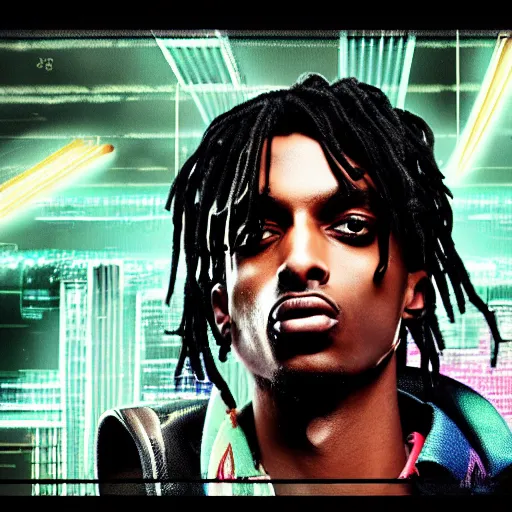 Image similar to playboi carti cyberpunk style digital art 4 k detailed