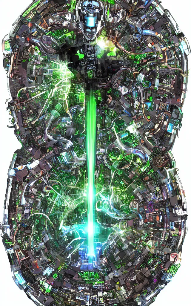 Prompt: futurist cybernetic yggdrasil, future perfect, award winning digital art