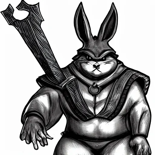 Prompt: big chungus boss, character design, from software game