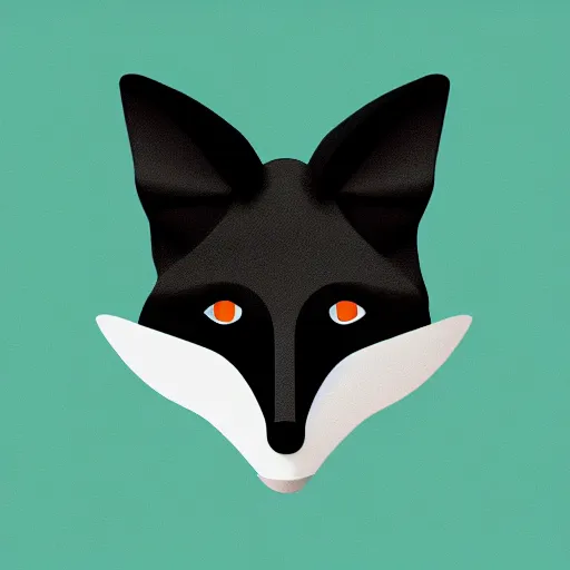 Image similar to an abstract, simplified icon depicting a fox, white background, elegant, award-winning, clever, render, blender, 3d