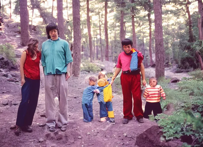 Image similar to photo of the family vacation in most liminal space in the world, fujifilm velvia 5 0, color photography, sigma 2 8 mm