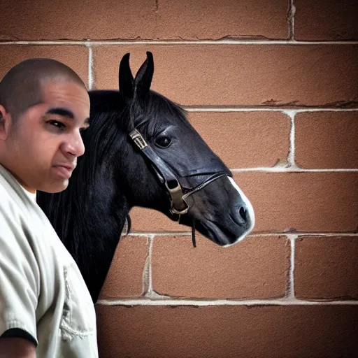 Image similar to inmate with horse head