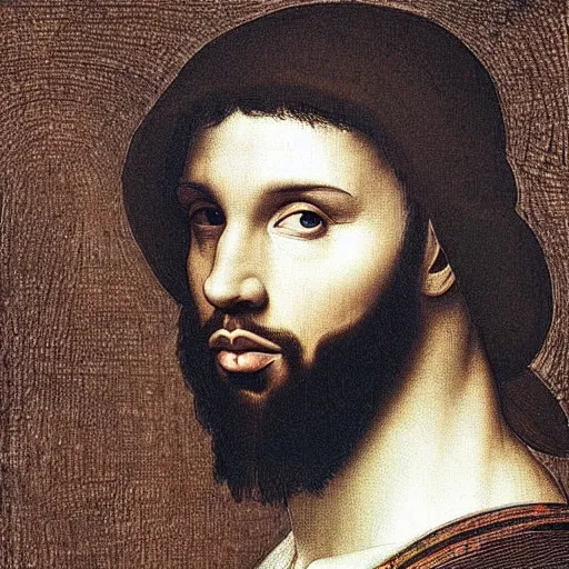 Image similar to a portrait of drake by leonardo da vinci