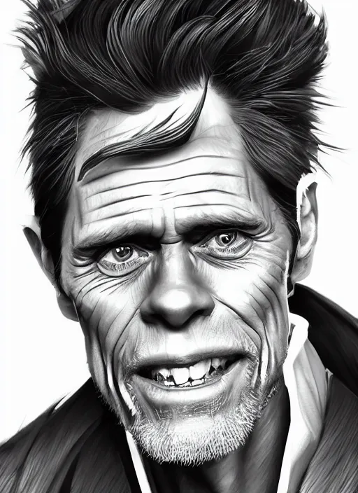 Image similar to willem dafoe portrait illustrated by rossdraws, digital artwork 4 k