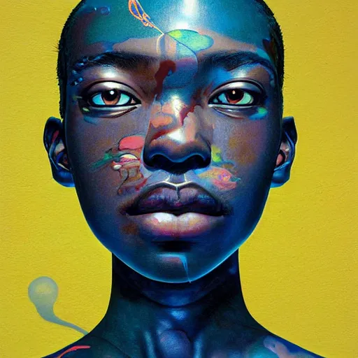 Prompt: teenager citizen portrait soft light painted by james jean and katsuhiro otomo and erik jones, inspired by nigerian anime, smooth face feature, intricate oil painting, high detail illustration, sharp high detail, manga and anime 1 9 9 9