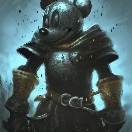 Image similar to Mickey mouse as a dark souls boss by Dariusz Zawadzki