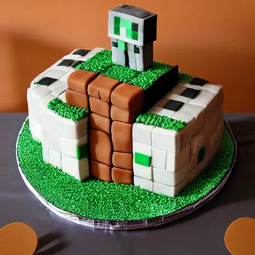 Prompt: Minecraft cake