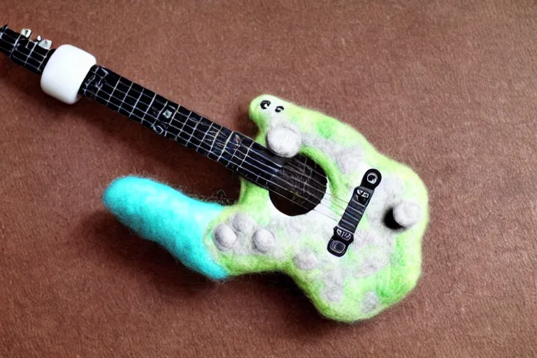 Prompt: call of duty : laundry time 2. dream needle felted guitar hero controller