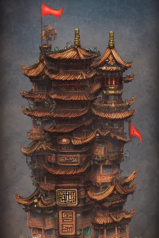 Image similar to steampunk Chinese ancient castle, fantasy, trending on ArtStation