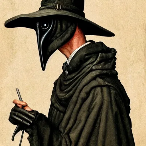 Image similar to A plague doctor portrait by Norman Rockwell masterpiece, octane trending on cgsociety, Extremely detailed