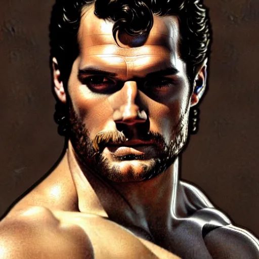 Image similar to Henry Cavill as a Greek god, gorgeous, amazing, muscular, intricate, highly detailed, digital painting, artstation, concept art, sharp focus, illustration, art by greg rutkowski and alphonse mucha