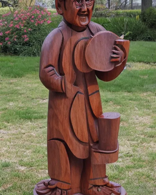 Prompt: wooden carving statue of a pizza product picture, ebay listing thumbnail