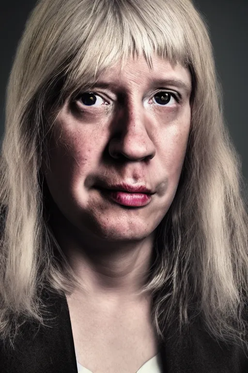 Prompt: female boris johnson with very long hair, as a transgender woman, photographed, portrait, photographic, hdr, 4 k