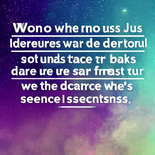 Prompt: who we are is determined by the scars, death is like a one way ticket to a distant star all we are is a cosmic dust that scatters free with no sense of direction, we're just wandering who we are is determined by the scars