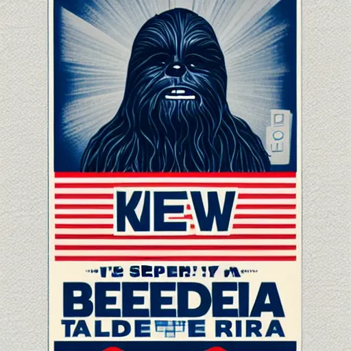 Prompt: chewbacca presidential election poster by sheperd fairey