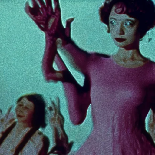 Prompt: a filmstill of pulgasari, kaiju starfish, in the style of suspiria ( 1 9 7 7 )