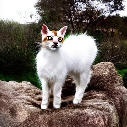 Prompt: a feline goat - cat - hybrid, animal photography