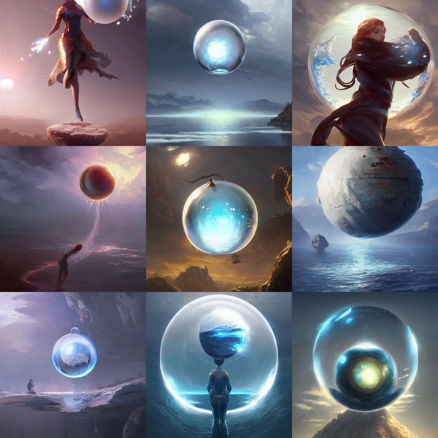 Prompt: a water sphere floating in the air, hyperalism, digital painting, artstation, concept art, smooth, 8 k frostbite 3 engine, ultra detailed, art by artgerm and greg rutkowski and magali villeneuve