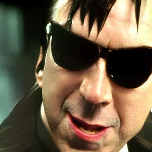 Image similar to nicholas cage as neo from matrix