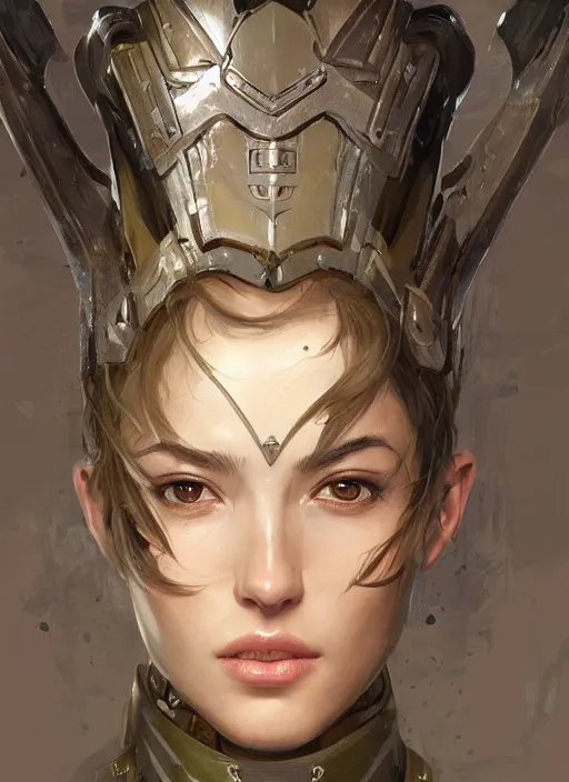 Image similar to a professional painting of a beautiful young female, clothed in military armor, olive skin, long dark hair, beautiful bone structure, symmetrical facial features, intricate, elegant, digital painting, concept art, smooth, sharp focus, illustration, from Metal Gear, by Ruan Jia and Mandy Jurgens and Artgerm and William-Adolphe Bouguerea