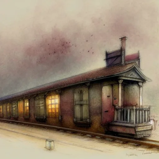 Prompt: (((((1800s train station . muted colors.))))) by Jean-Baptiste Monge !!!!!!!!!!!!!!!!!!!!!!!!!!!