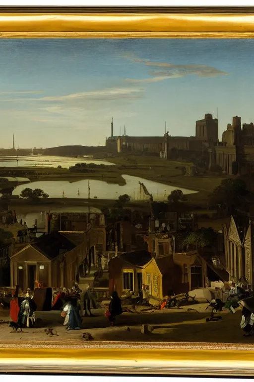 Image similar to 2022 South East london painted by Joseph wright of derby. Sharp. 8K. High Quality Details.