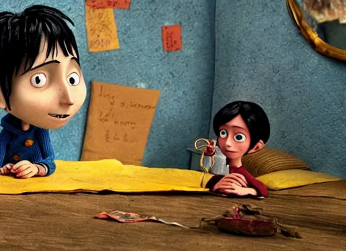 Image similar to a very high resolution image from a new movie. stop motion. coraline. directed by wes anderson