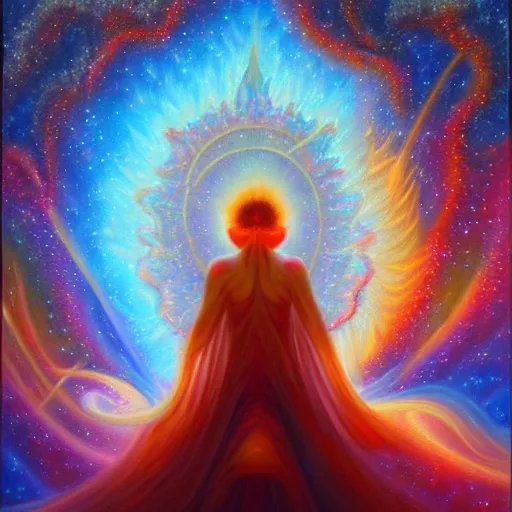 Image similar to great rage, galactic nebular astral realm sacred journey in oil painting, trending on artstation, award winning, emotional, highly detailed surrealist art