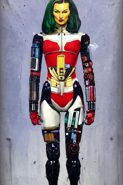 Image similar to full body painting of a female android, by MARVEL comics and Sandra Chevrier