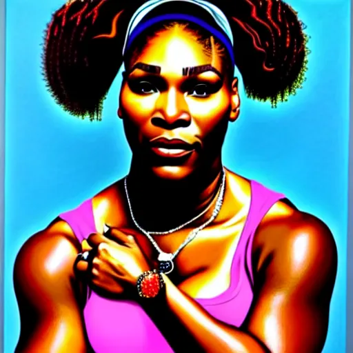 Image similar to serena williams portrait painting kehinde wiley