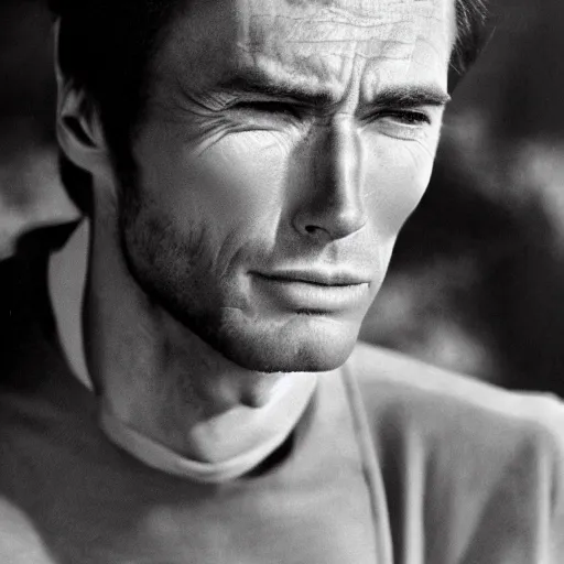 Image similar to young clint eastwood god perfect face coherent by kezie demessance