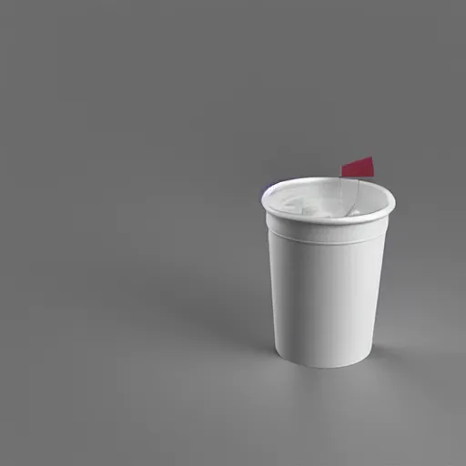 Image similar to the white red paper cup, fine art, artstation, octane render, cgsociety