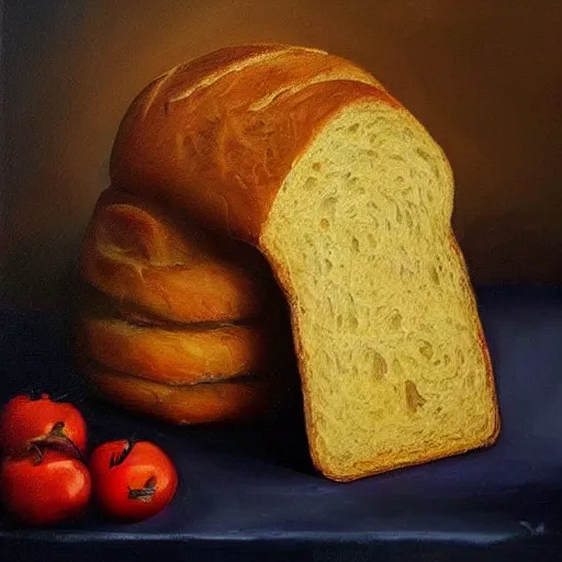 Image similar to 🍞🍞🍞👹, high quality oil painting