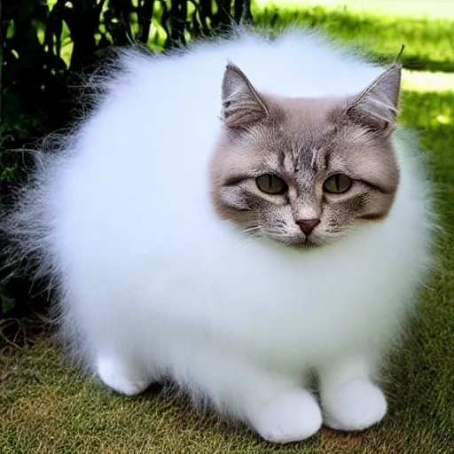 Image similar to cat with fur overwhelmingly ( very very fluffy! ) giant puff ball