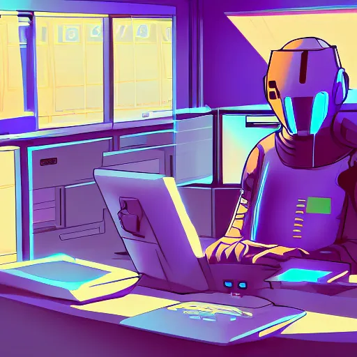 Image similar to prairie dog!! hacker in a blue-lit room surrounded by computers, cyberpunk, highly detailed, trending on pixiv