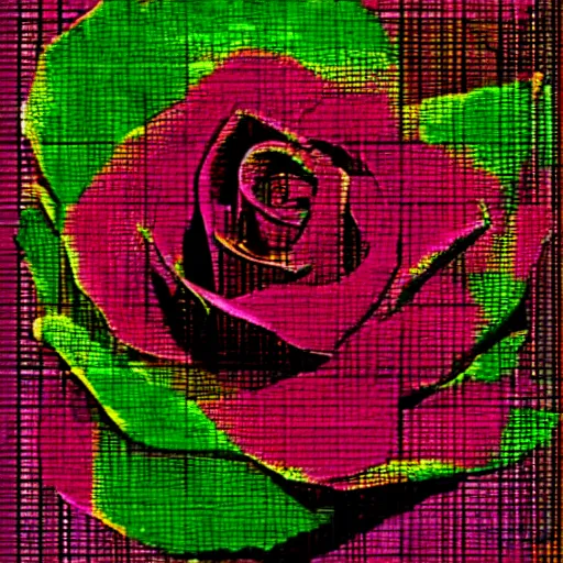 Image similar to corrupted glitch art of a rose