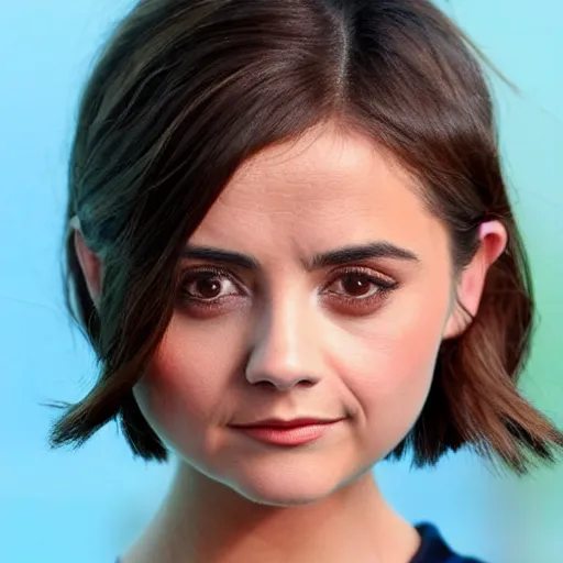 Prompt: jenna coleman with fox ears and fox facial features, furry face, close - up, headshot, detailed, symmetric