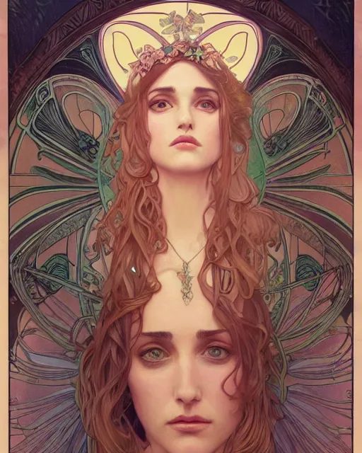 Image similar to winona ryder | highly detailed | very intricate | art nouveau | perfect eyes | storybook illustration | soft cinematic lighting | award - winning | painted by mandy jurgens and alphonse mucha and alena aenami | pastel color palette | featured on artstation