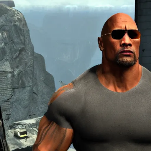 Prompt: Dwayne Johnson in Half-Life 2