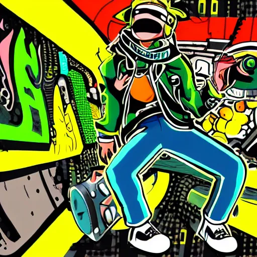 Prompt: jet set radio, noise tanks, digital artwork