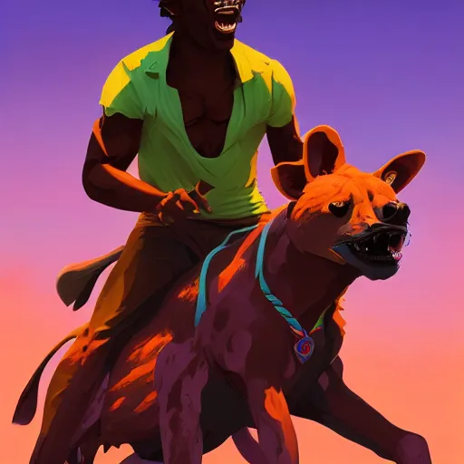 Prompt: fela kuti riding an hyena, vector minimalist, loftis, cory behance hd by jesper ejsing, by rhads, makoto shinkai and lois van baarle, ilya kuvshinov, rossdraws global illumination, 4 k, very detailed face