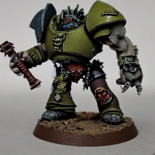 Image similar to a crying sad ogryn in warhammer 4 0 k darktide